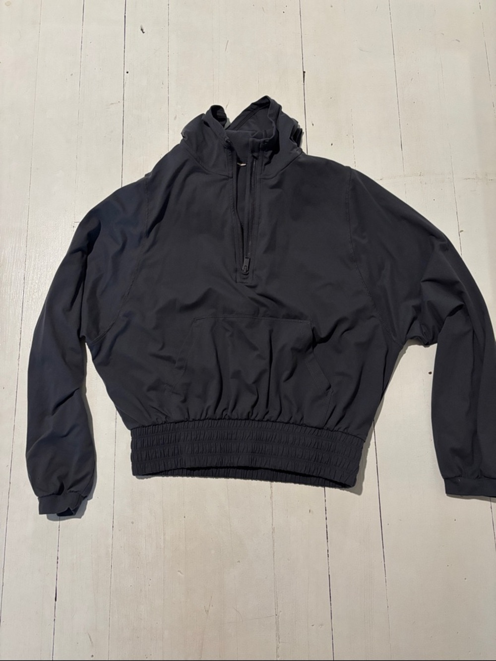 Black Hooded Pullover Anorak